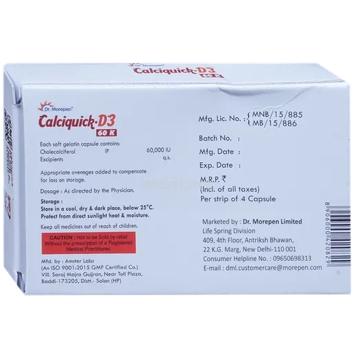 calciquick d3 60k tablet 4's